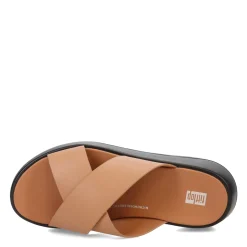 Women's FitFlop, F-Mode Luxe Leather Flatform Cross Slide