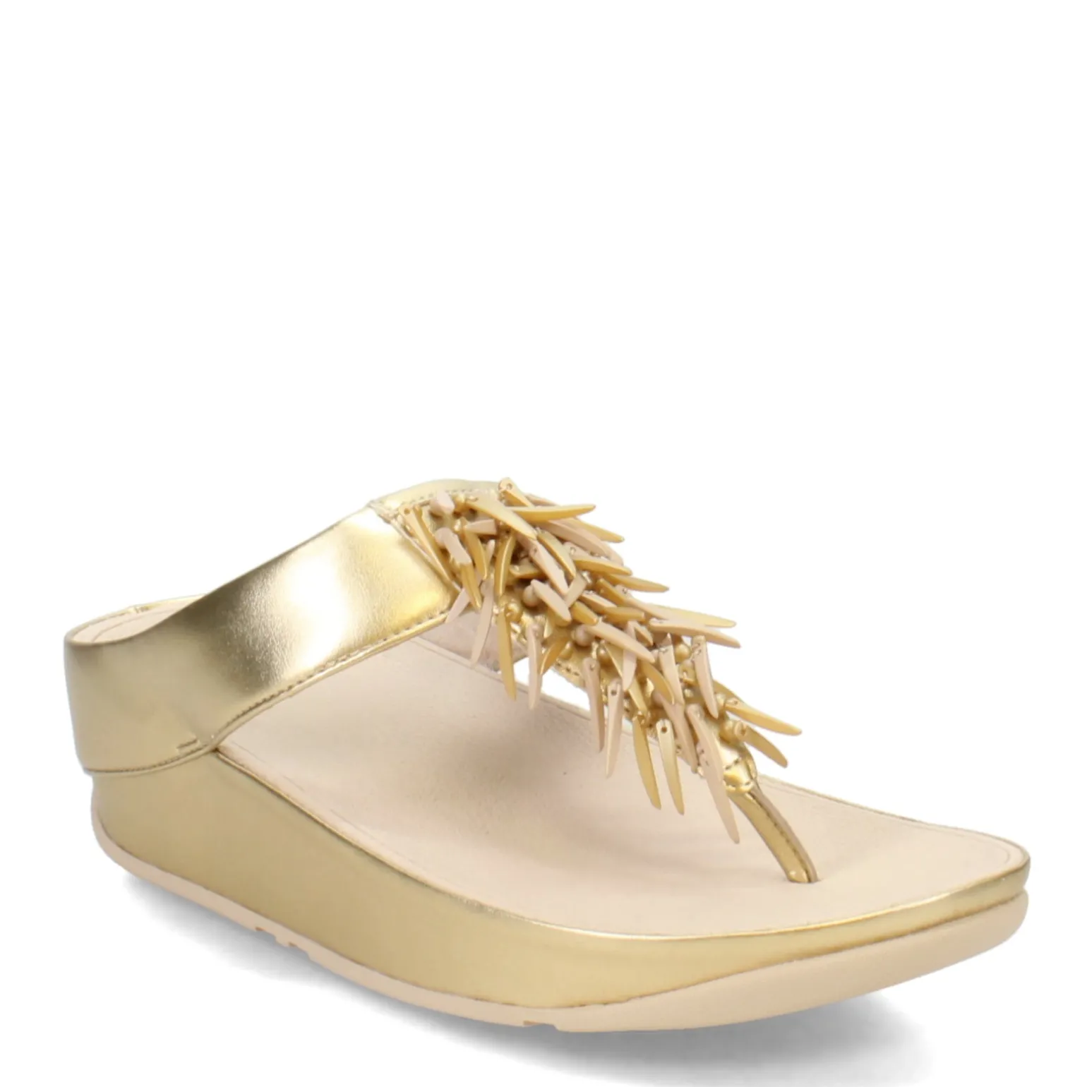 Women's FitFlop, Rumba Beaded Metallic Toe-Post Sandal